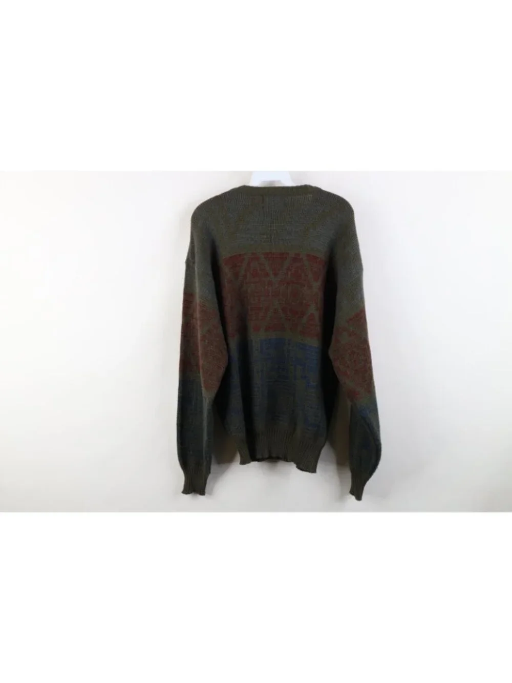 Vtg 90s Streetwear Mens Medium Fair Isle Argyle Diamond Knit Crewneck Sweater